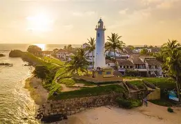 Historic lighthouse at Galle Fort by the ocean
